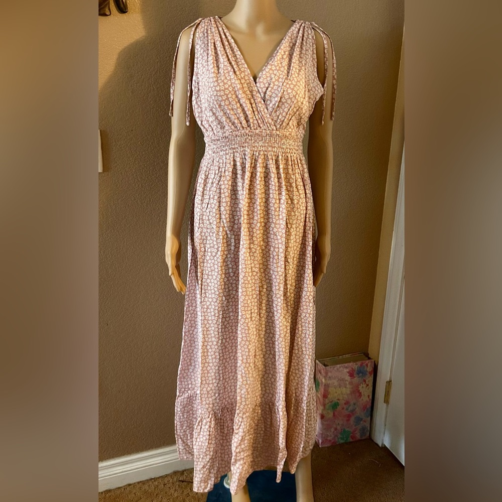 Summer dress-light pink with small flowers